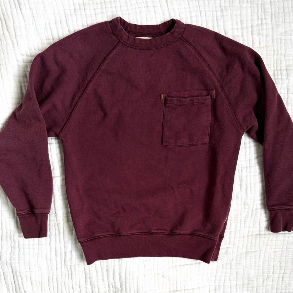 Bellerose Fiuk Sweatshirt Kids Size 12 Burgundy Raglan Pocket Cotton